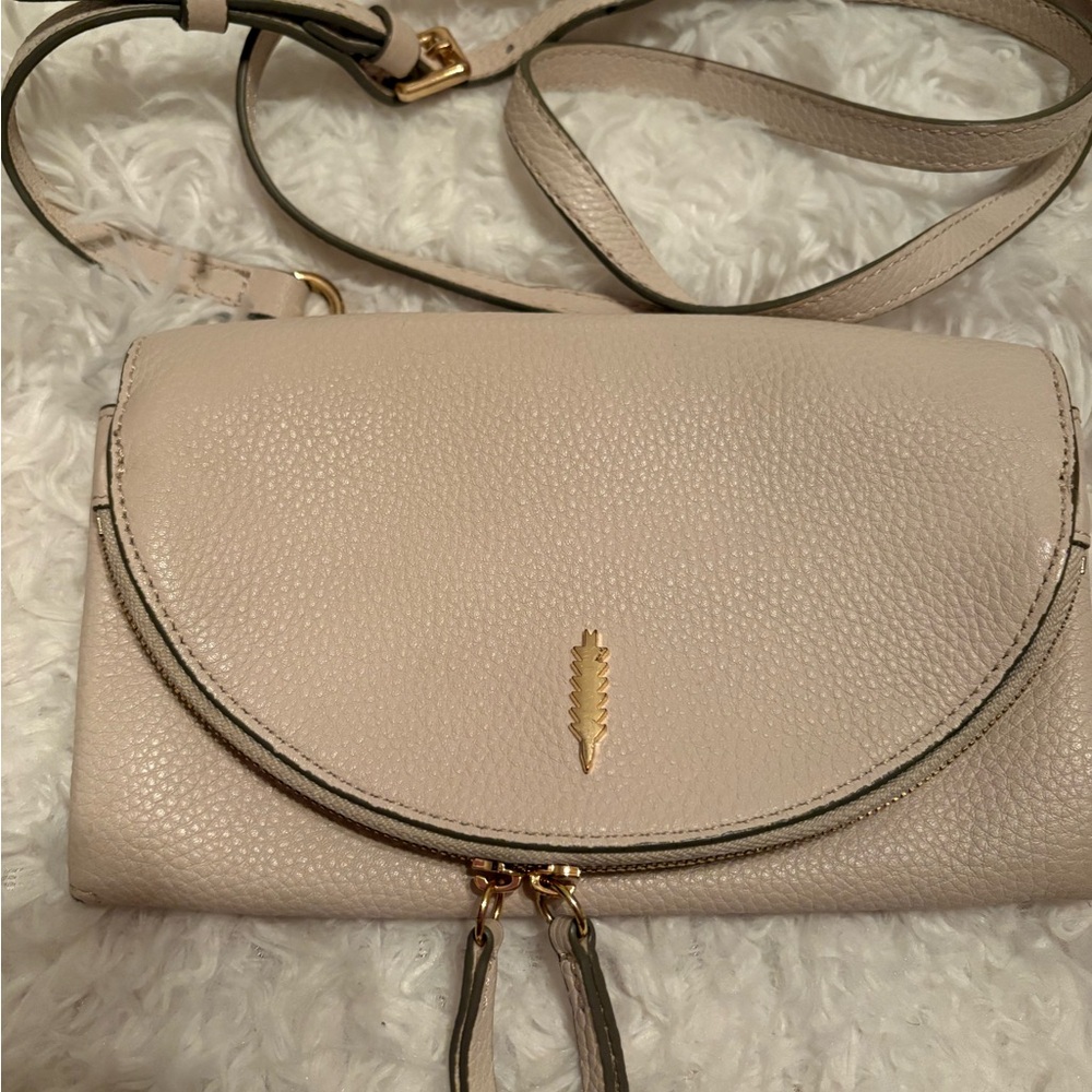 Thacker - Elegant Cream Leather Crossbody wallet Bag
